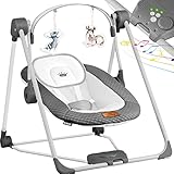 KIDIZ® Babywippe Babyschaukel mit 5 Geschwindigkeitseinstellungen zusammenklappbarer Baby Wippe...